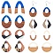 14Pcs 7 Styles Resin & Walnut Wood Pendants, Geometric Charms, Oval & Teardrop & Rhombus, Mixed Shapes, Mixed Color, 28~38x19.5~29x3~4mm, Hole: 1.5~17mm, 2pcs/style