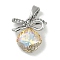 Brass Micro Pave Cubic Zirconia Charms, Cadmium Free & Nickel Free & Lead Free, with Rhinestone Findings, Rhombus with Bowknot, Platinum, 13x13x6mm, Hole: 4x2mm