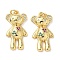 Brass Micro Pave Cubic Zirconia Pendants, Bear, with Jump Ring, Lead Free & Cadmium Free, Long-Lasting Plated, Real 18K Gold Plated, Rack Plating, Colorful, 24x13x4mm, Hole: 2.8mm