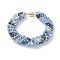 TOHO Japanese Seed & Lampwork Beaded Bracelet with Brass Magnetic Clasps, Crochet Nepal Rope Bracelet for Women, Light Steel Blue, 6-1/4~7-3/4 inch(16~19.8cm)