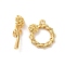 Brass Toggle Clasps, Flower, Cadmium Free & Nickel Free & Lead Free, Real 18K Gold Plated, Ring: 17.5x16.5x4mm, Hole: 1.6mm; Bar: 22x8x8mm, hole: 1.8mm