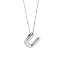 1pc Brass Chain with Alloy Letter Pendants Necklaces, Lead Free & Nickel Free & Cadmium Free, Platinum, Letter U, 17.99~18.23 inch(45.7~46.3cm), pendants: 20~22.5x13~23mm