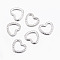 Tarnish Resistant 304 Stainless Steel Linking Rings, Heart, Stainless Steel Color, 6.5x7.5x0.5mm, Inner Diameter: 5.5x4mm
