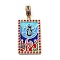 Brass Micro Pave Cubic Zirconia Pendants with Enamel, Cadmium Free & Nickel Free & Lead Free, 
Rectangle, Colorful, 42x25x3mm, Hole: 9x6mm