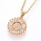 304 Stainless Steel Initial Pendant Necklaces, with Cubic Zirconia, Flat Round with Letter, Golden, Letter.X, 17.71 inch(45cm), Pendant: 22x16x3mm