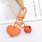 Acrylic Pendants Keychain, with Spray Painted Alloy Findings, Heart & Bell, Coral, 6cm