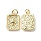 Brass Pendants, Cadmium Free & Lead Free, Textured, Rectangle with Heart Charm, Real 18K Gold Plated, 18x12x3mm, Ring: 5x0.8mm, Hole: 3.3mm