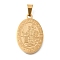 304 Stainless Steel Pendants, Oval with St. Christopher Charm, Religion, Real 18K Gold Plated, 27x18x2mm, Hole: 6x3mm