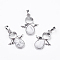 Natural Howlite Pendants, Angel, with Brass Findings, Platinum, 34x25.5x4.5~6.5mm, Hole: 4~5x7mm