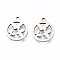 Non-Tarnish 201 Stainless Steel Charms, Laser Cut, Ring with Butterfly, Stainless Steel Color, 12x10x1mm, Hole: 1.2mm