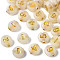 Luminous Acrylic Beads, Glow in the Dark, Metal Enlaced, Horizontal Hole, Flat Round with Number, Gold, 7x3.5mm, Hole: 1.2mm, about 3600pcs/500g