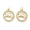 Brass Micro Pave Clear Cubic Zirconia Pendants, Cadmium Free & Lead Free, with Synthetic Opal and Jump Rings, Real 18K Gold Plated, Ring with Dolphin Charms, White, 20.5x18x3.5mm, Hole: 3mm