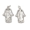 Brass Micro Pave Cubic Zirconia Pendants, Cadmium Free & Nickel Free & Lead Free, with Jump Ring, Hamsa Hand/Hand of Miriam with Saint Charms, Platinum, 22.5x15x2.1mm, Hole: 3.3mm