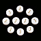 Natural Freshwater Shell Beads, with Golden Plated Brass Etched Metal Embellishments, Flat Round with Letter, Letter J, 7.5~8x4~5mm, Hole: 0.8mm