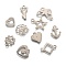 Tarnish Resistant Mixed Shapes 201 Stainless Steel Pendants, Stainless Steel Color, 10~18x7~17x1mm, Hole: 1~2mm
