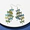 430 Stainless Steel Dragonfly Dangle Earrings, with Iron Earring Hooks, Platinum, Dark Sea Green, 75mm