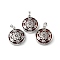 Natural Red Agate Pendants, with Rack Plating Brass Findings, Cadmium Free & Lead Free, Flat Round with Star Charms, 32~32.5x27.5~28x7mm, Hole: 8.5x5mm