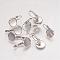 Brass Leverback Earring Findings, Flat Round, Platinum, 13~14x25~27mm, Tray: 12mm, Pin: 0.5mm
