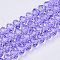 Baking Paint Glass Beads Strands, Faceted Rondelle, Lilac, 6x4.5mm, Hole: 1mm, about 80~85pcs/strand, 38~40cm