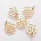 304 Stainless Steel Pendants, Flower, Golden, 13x12x1.1mm, Hole: 3mm