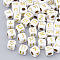 Plated Acrylic Beads, Metal Enlaced, Horizontal Hole, Cube with Alphabet, Golden Plated, 4.5x4.5x4.5mm, Hole: 2~2.3mm, about 5000pcs/500g