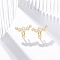 Rack Plating Star Brass Micro Pave Clear Cubic Zirconia Cuff Earrings, Lead Free & Cadmium Free, Real 18K Gold Plated, 14x17mm