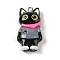 Opaque Resin Cat Pendants, Cartoon Pirate Kitten Charms with Platinum Plated Iron Loops, Light Steel Blue, 32x15.5x6mm, Hole: 2mm