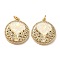 Brass Micro Pave Cubic Zirconia with Synthetic Opal Pendants, with Jump Ring, Cadmium Free & Lead Free, Flat Round with Wing, Real 18K Gold Plated, 22x19.5x2.5mm