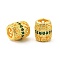 Brass Micro Pave Cubic Zirconia European Beads, Large Hole Beads, Barrel, Rack Plating, Cadmium Free & Lead Free, Long-Lasting Plated, Golden, Green, 10x9mm, Hole: 5mm