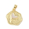 Brass Pendants, Cadmium Free & Nickel Free & Lead Free, Hexagon with Shell, Real 18K Gold Plated, 19.5x16x2.5mm, Hole: 5x3.5mm