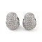 Brass Micro Pave Clear Cubic Zirconia Pendants, Cadmium Free & Nickel Free & Lead Free, Potato, Real Platinum Plated, 10x8x6.5mm, Hole: 3x3.5mm