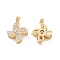 Rotatable Brass Micro Clear Pave Cubic Zirconia Pendants, Cadmium Free & Nickel Free & Lead Free, Windmill Charms, Real 18K Gold Plated, 16.5x14x6mm, Hole: 4.2x2.4mm