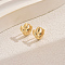 Simple Geometric Brass Hoop Earrings, Leaf, Real 18K Gold Plated, 10mm