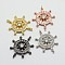 Brass Micro Pave Cubic Zirconia Links, Clear, Lead Free & Nickel Free, Helm, Mixed Color, 23.5x20x3.5mm, Hole: 1.5mm