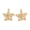 Brass Micro Pave Clear Cubic Zirconia Pendants, Cadmium Free & Nickel Free & Lead Free, Starfish, Real 18K Gold Plated, 19x16.5x3mm, Hole: 1.4mm