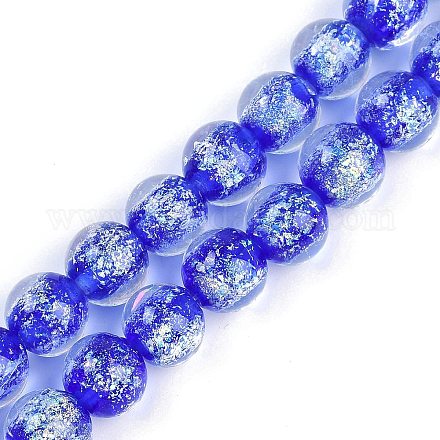 Ручная работа золотой фольги Lampwork бисер пряди LAMP-Q002-01E-1