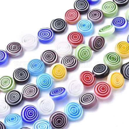 Плоские круглые стеклянные бусины ручной работы MILLEFIORI LK-R004-50-1