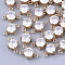 Transparent Glass Links connectors, with Brass Findings, Faceted, Flat Round, Light Gold, Clear, 12x7.5x5mm, Hole: 1.2mm