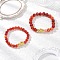 Natural Carnelian Stretch Bracelets Sets, Pi Xiu, with Alloy Beads, Inner Diameter: 2-3/8 inch(6cm)