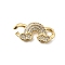 Brass Micro Pave Clear Cubic Zirconia Connector Charms, Real 18K Gold Plated, Long-Lasting Plated, Cadmium Free & Lead Free, Rack Plating, Rainbow, 21x9.5x3mm, Hole: 3x3mm and 4x3.5mm