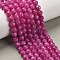 Natural White Jade Bead Strands, Dyed, Faceted, Round, Deep Pink, 8~9mm, Hole: 1mm, about 46pcs/strand, 14.76~14.96 inch(37.5~38cm)