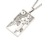 Non-Tarnish 304 Stainless Steel Pendant Necklaces, with Curb Chain, Rectangle with Tarot, Stainless Steel Color, 23.35~23.50 inch(59.3~59.7cm)
