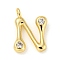 Rack Plating Brass Micro Pave Cubic Zirconia Pendants, Cadmium Free & Lead Free, Long-Lasting Plated, Real 18K Gold Plated, Letter N, 21x15x5mm, Hole: 3mm