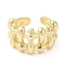 Brass Hollow Open Cuff Rings, Cadmium Free & Lead Free, Real 16K Gold Plated, Inner Diameter: 17.2mm