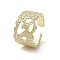Rack Plating Brass Open Cuff Ring, Cadmium Free & Nickel Free & Lead Free, Hollow Wide Band Rings, Real 18K Gold Plated, US Size 8 3/4(18.7mm)