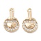 Rack Plating Brass Clear Cubic Zirconia Pendants, Cadmium Free & Nickel Free & Lead Free, Long-Lasting Plated, Table Tennis Racket Charms, Real 18K Gold Plated, 16x10x3mm, Hole: 1.2mm