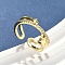 Brass Micro Pave Cubic Zirconia Cuff Rings, Cadmium Free & Nickel Free & Lead Free, Star, Real 18K Gold Plated, 7mm