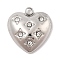 304 Stainless Steel Micro Pave Cubic Zirconia Pendants, Heart, Stainless Steel Color, 16x15x4.5mm, Hole: 1.8mm