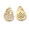 Rack Plating Brass Clear Cubic Zirconia Charms, Cadmium Free & Nickel Free & Lead Free, Handbag with Bowknot Charm, Real 18K Gold Plated, 11x7.5x2mm, Hole: 1.5mm