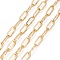 Soldered Brass Paperclip Chains, Flat Oval, Drawn Elongated Cable Chains, Long-Lasting Plated, with Spool, Real 18K Gold Plated, 6x2.5~3x0.5mm, about 16.4 Feet(5m)/roll